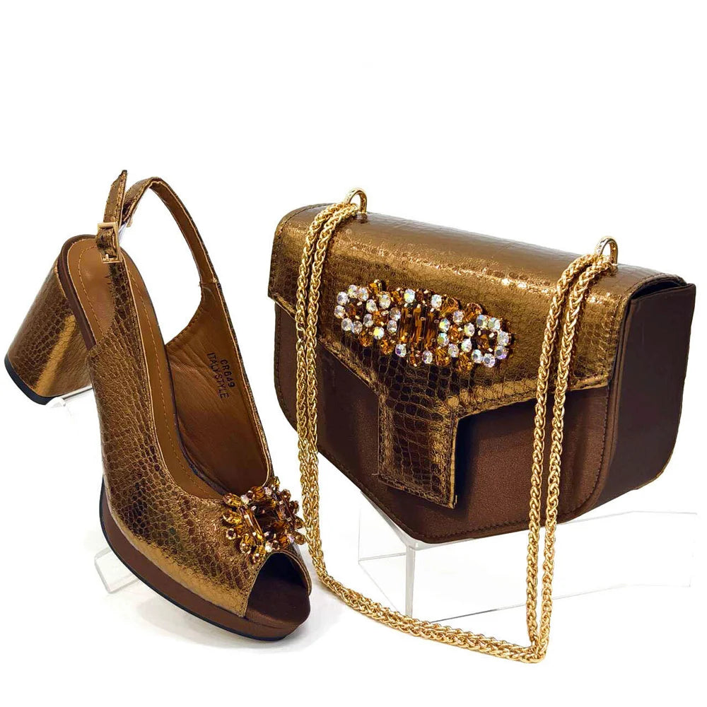 Holland Luxe Global Exclusive “2024 Italian Design” Rhinestone Party Shoe & Dual-Purpose Bag Set – Collector’s Edition