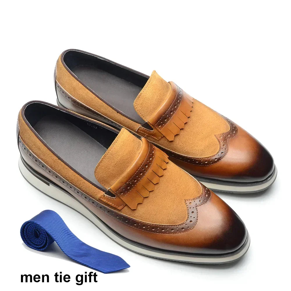 1.	HollandLuxe Exclusive – European Cow Suede Leather Wingtip Loafers
	2.	Luxury Men’s Sneakers-Loafers – Genuine Leather with Tassel Detail
	3.	Collector’s Edition Suede Wingtip Slip-On – Business & Casual Elegance