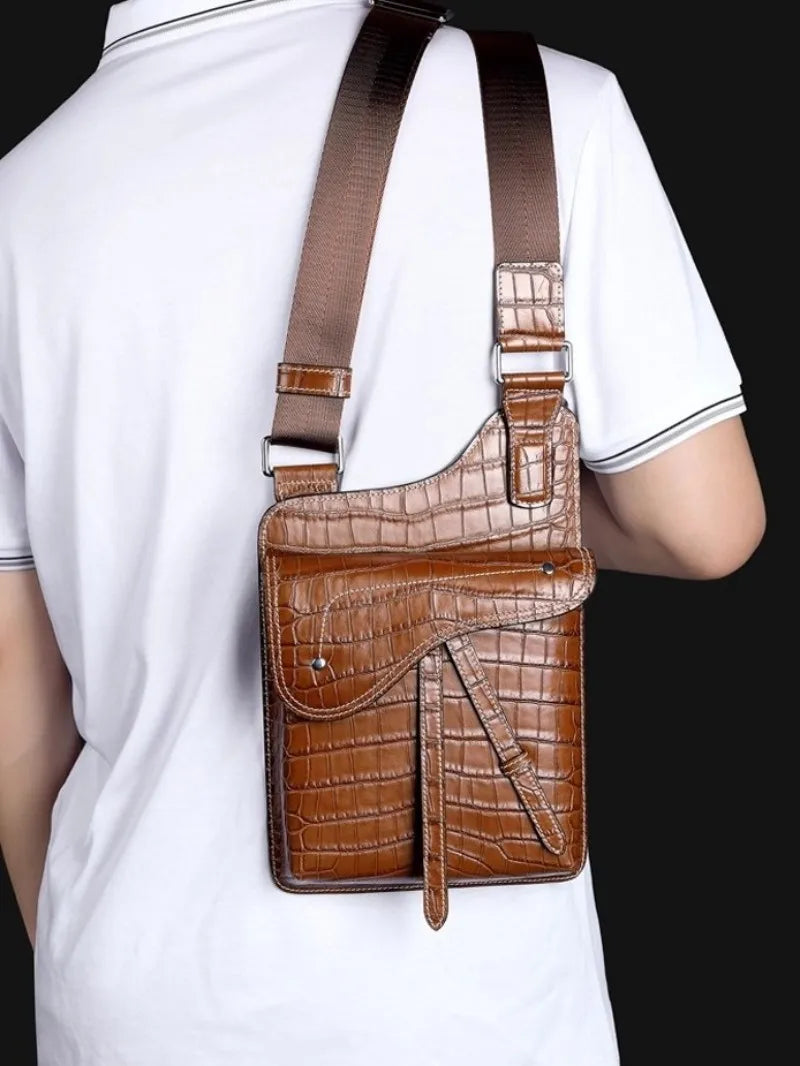 High Quality Crocodile Leather Business Casual Men’s Shoulder Bag – Genuine Designer Crossbody Handbag With Elegant Craftsmanship | HollandLuxeGlobal.com Exclusive Collector’s Item