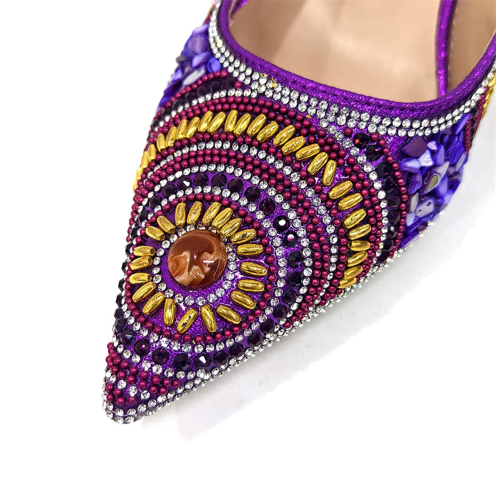 HollandLuxeGlobal.com Exclusive Premium Collectors Item – Elegant Italian Design Women’s Party Shoes with Matching Handbag, Stylish Heels & Bag Set for African Weddings & Special