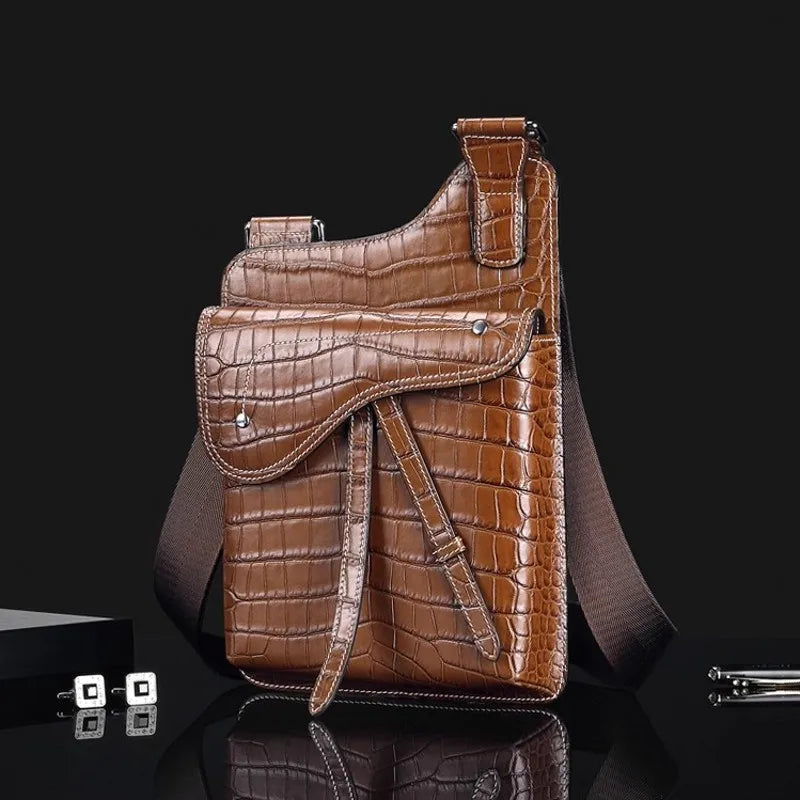 High Quality Crocodile Leather Business Casual Men’s Shoulder Bag – Genuine Designer Crossbody Handbag With Elegant Craftsmanship | HollandLuxeGlobal.com Exclusive Collector’s Item