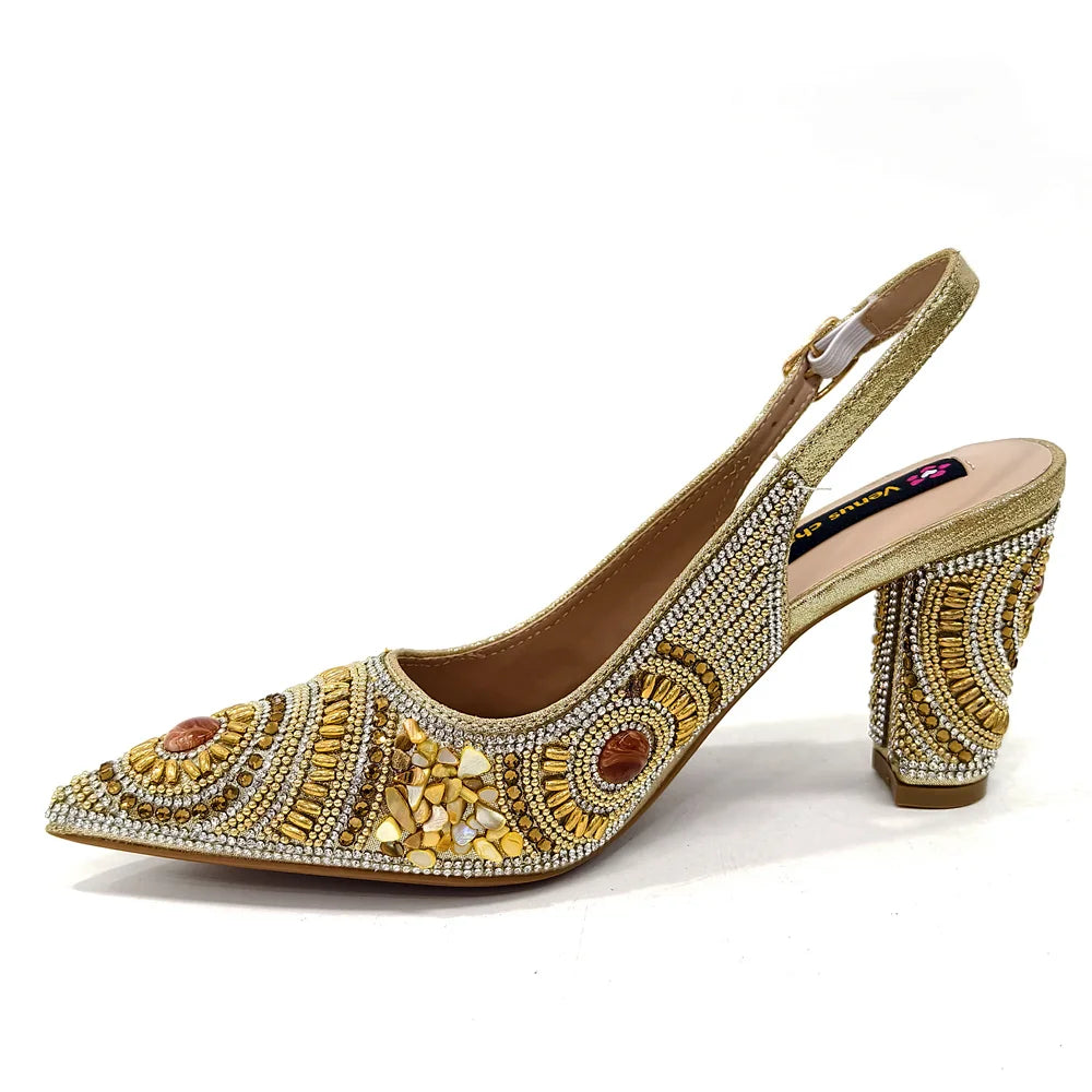 HollandLuxeGlobal.com Exclusive Premium Collectors Item – Elegant Italian Design Women’s Party Shoes with Matching Handbag, Stylish Heels & Bag Set for African Weddings & Special
