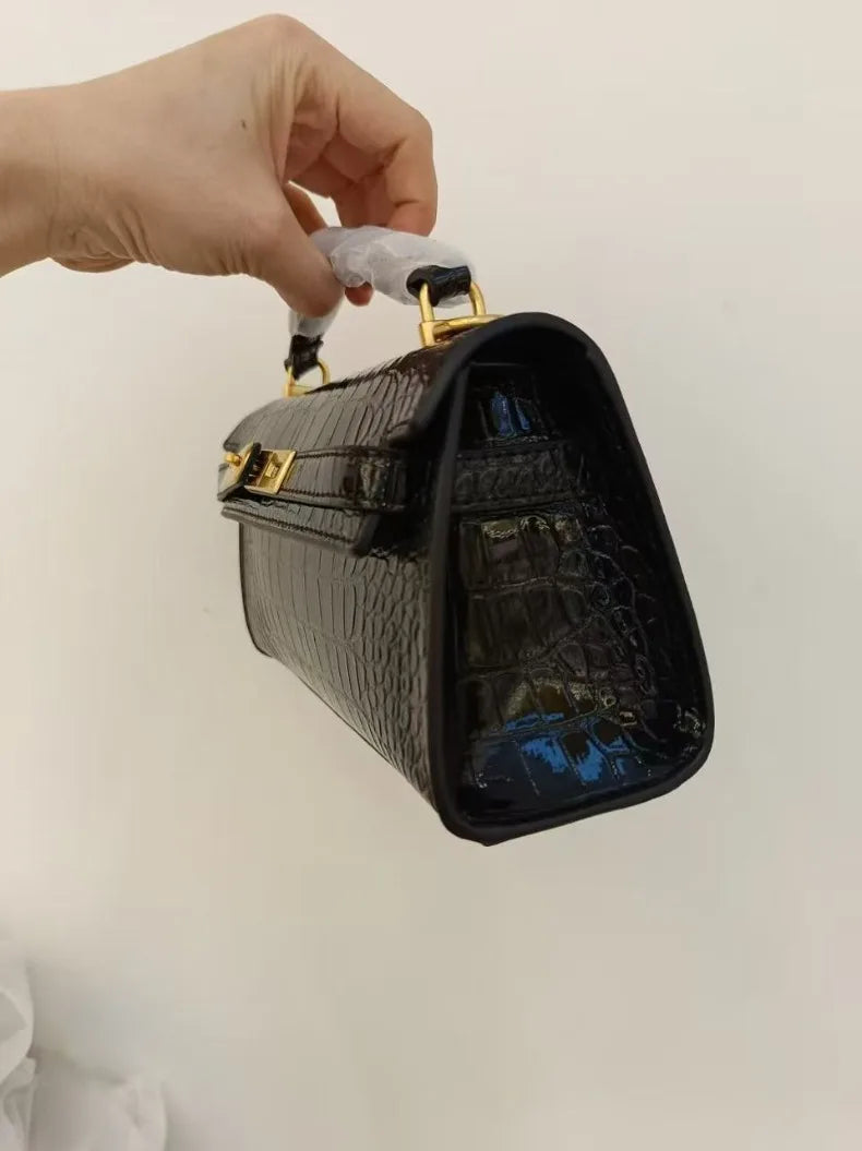 Top Handle Crocodile Embossed Genuine Leather Tote Bag – Luxury Designer Shoulder & Crossbody Handbag for Women | HollandLuxeGlobal.com Exclusive Collector’s Item