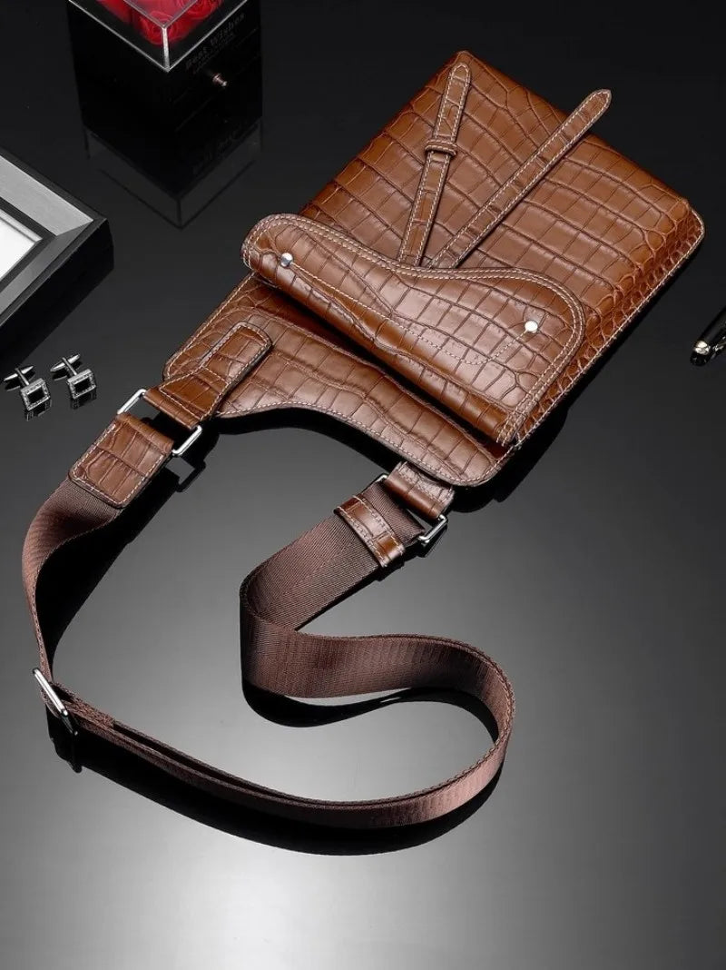 High Quality Crocodile Leather Business Casual Men’s Shoulder Bag – Genuine Designer Crossbody Handbag With Elegant Craftsmanship | HollandLuxeGlobal.com Exclusive Collector’s Item
