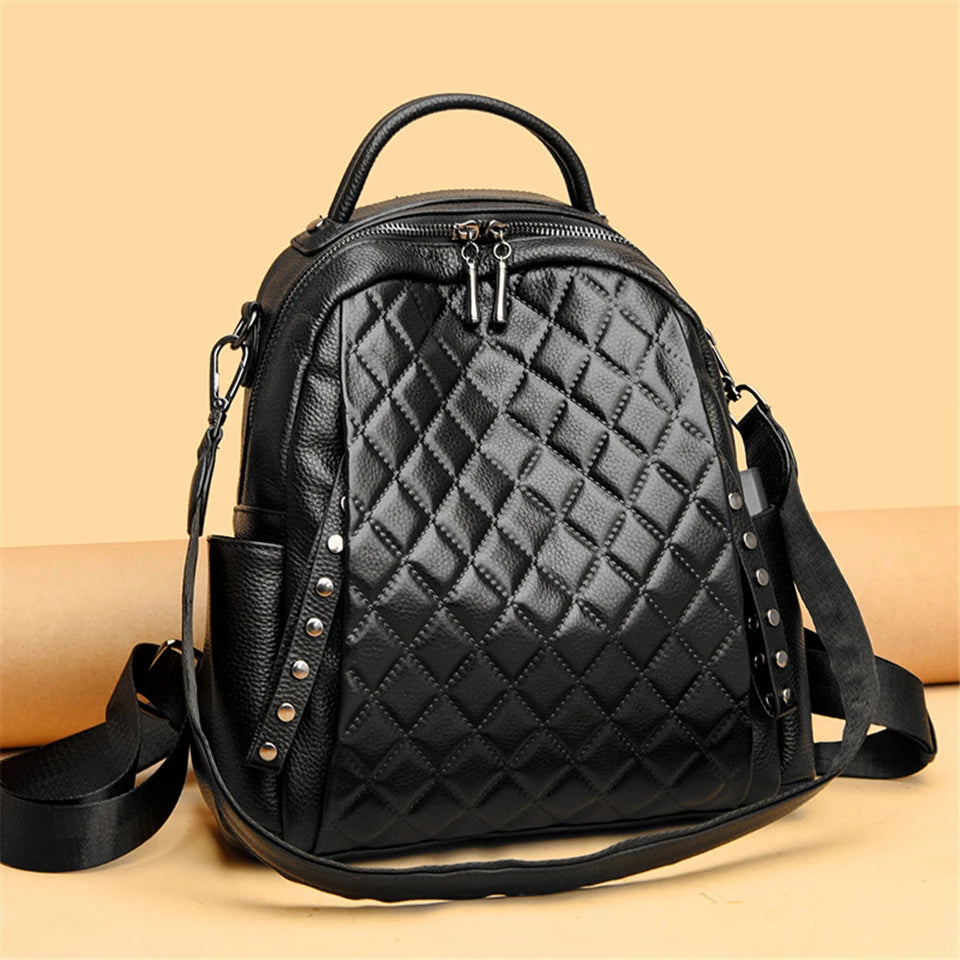 Stay stylish and organized with this Luxury Designer Plaid Shoulder Bag & Backpack, crafted for women and teenage girls. Featuring a large-capacity design and elegant plaid pattern — perfect for school, travel, or daily use