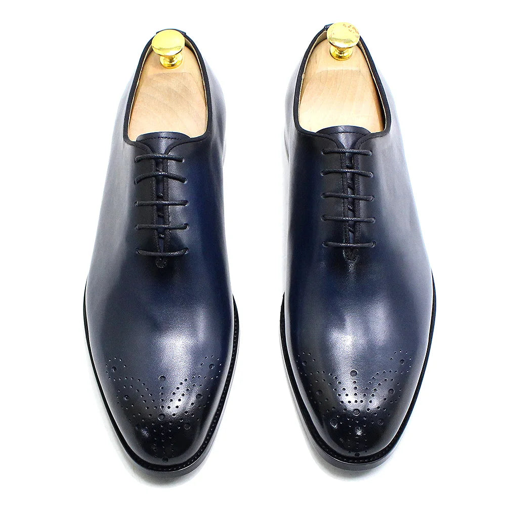 Italian Style Men’s Dress Shoes | Genuine Leather Handmade Classic Whole-Cut Oxford Lace-Up Formal Shoes | HollandLuxeGlobal.com Exclusive Collector’s Item