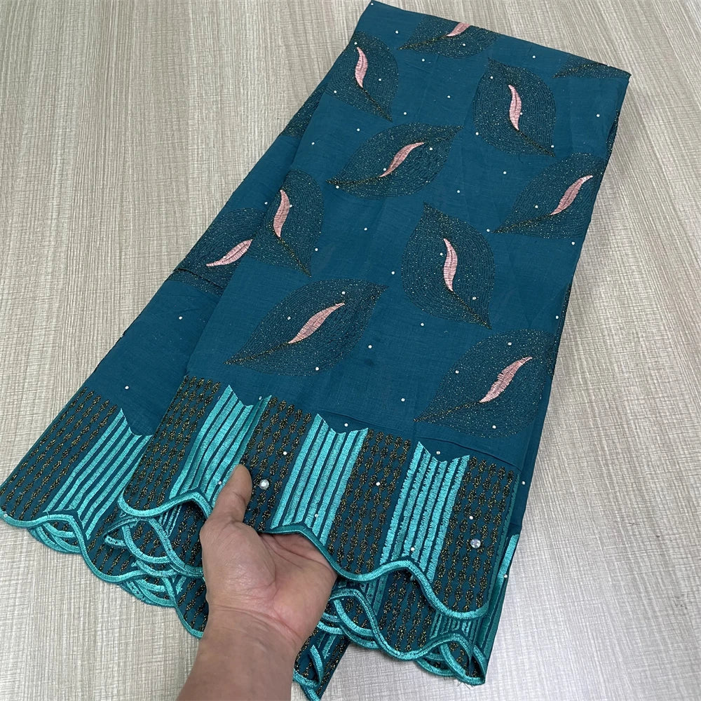 Salouva Swiss Voile Lace in Switzerland with Stones – African Nigerian Dry Lace Fabric, High Quality 100% Cotton Embroidered Material for Dresses & Occasions | HollandLuxeGlobal.com Exclusive Collector’s Item