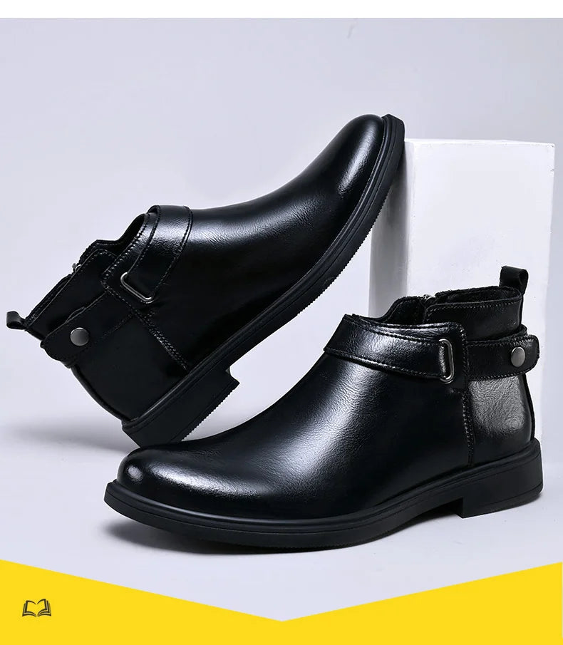 Italian Men’s Classic Genuine Leather Ankle Boots | Luxury High-Top Designer Fashion Boots with Anti-Skid Sole for Outdoor & Casual Wear | HollandLuxeGlobal.com Exclusive Collector’s Item