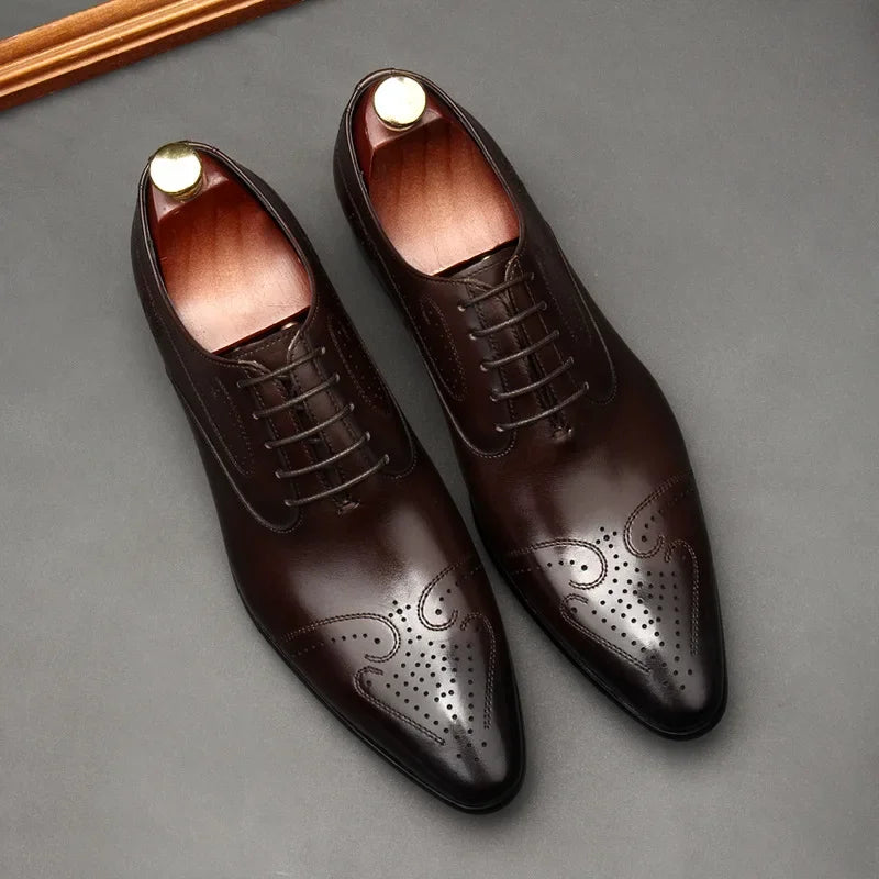 Handmade 2024 British Luxury Men’s Dress Shoes | Genuine Leather Brogues for Wedding, Business & Formal Fashion | HollandLuxeGlobal.com Exclusive Collector’s Item