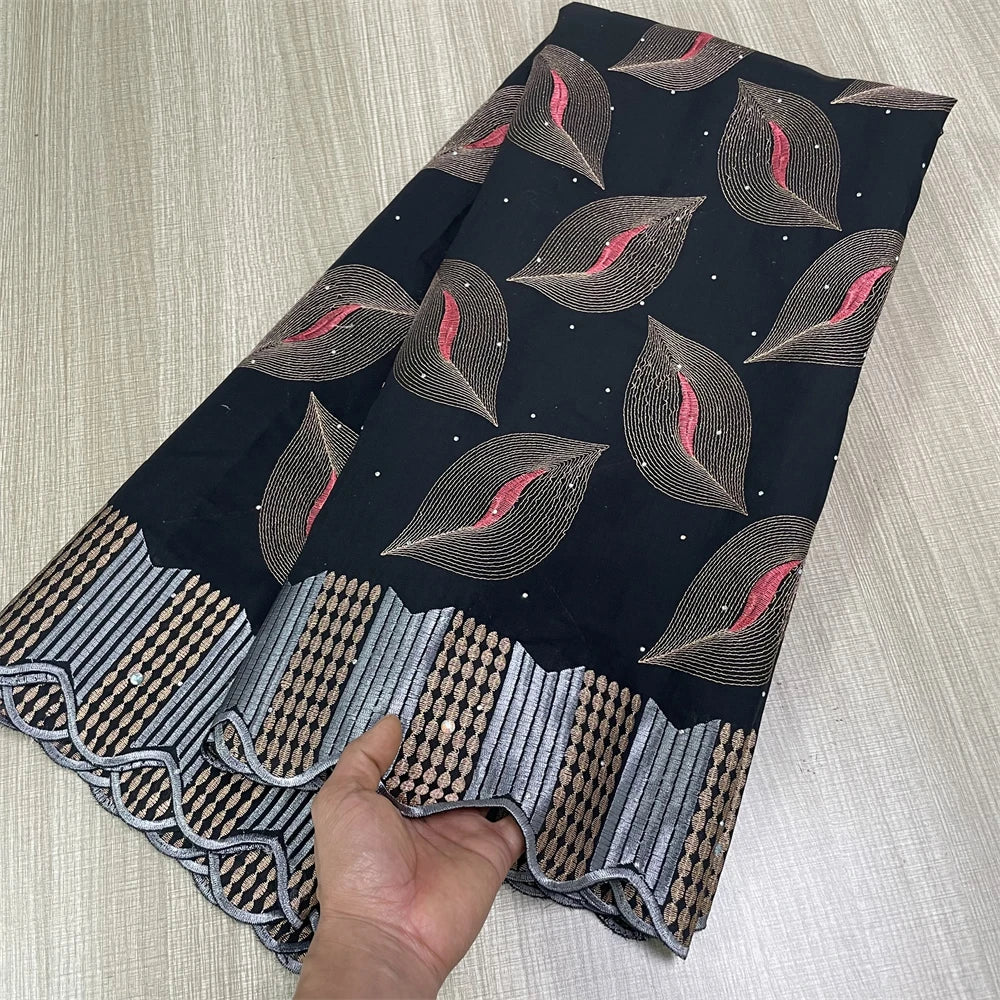 Salouva Swiss Voile Lace in Switzerland with Stones – African Nigerian Dry Lace Fabric, High Quality 100% Cotton Embroidered Material for Dresses & Occasions | HollandLuxeGlobal.com Exclusive Collector’s Item