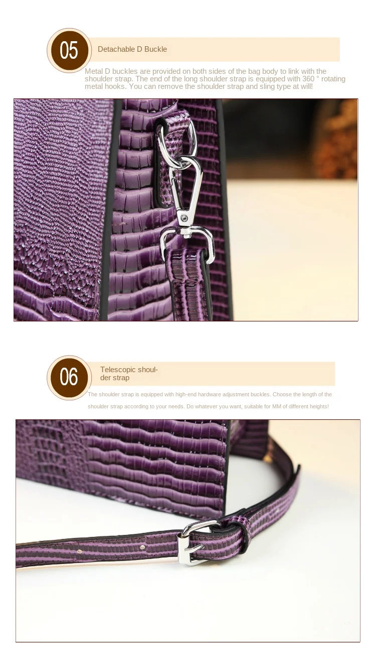 Elevate your everyday elegance with this Genuine Leather Women’s Tote Bag, featuring a luxury crocodile pattern and trend-setting vertical design. Perfect as a fashionable shoulder or messenger bag for stylish women