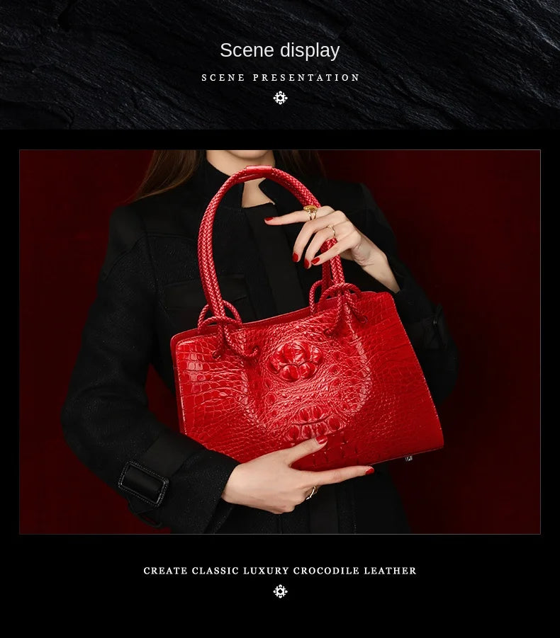 Boutique Premium Edition (for Exclusive Collection)
Red Crocodile Pattern Luxury Genuine Leather Tote Bag for Women – Designer Handbag for Travel & Daily Elegance | HollandLuxeGlobal.com Exclusive