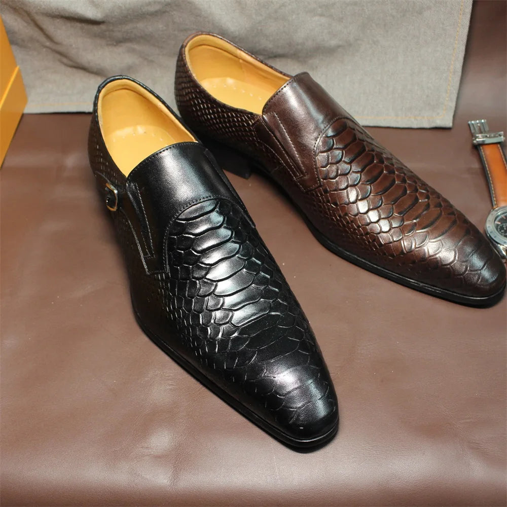 Luxury Men’s Genuine Leather Wingtip Monk Strap Loafers with Elegant Buckle Detailing – Premium Brown and Classic Black Handmade Formal Dress Shoes for Office, Business, and Wedding Events | HollandLuxeGlobal.com Exclusiv