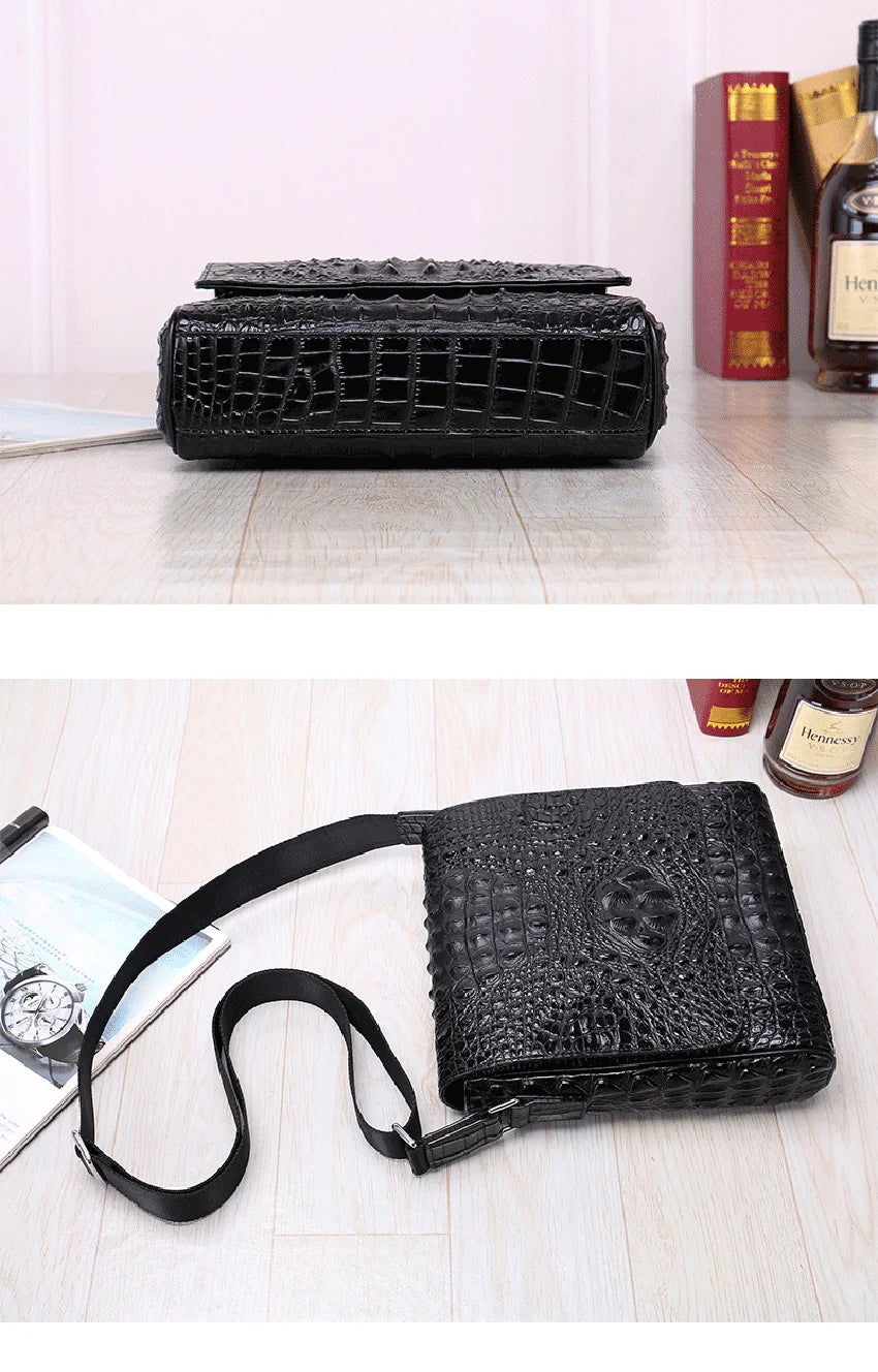 New High-Quality Crocodile Pattern Genuine Leather Men’s Shoulder Bag – Real Cowhide Fashion Casual Crossbody Bag | HollandLuxeGlobal.com Exclusive Collector’s Item