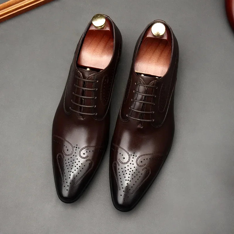 Handmade 2024 British Luxury Men’s Dress Shoes | Genuine Leather Brogues for Wedding, Business & Formal Fashion | HollandLuxeGlobal.com Exclusive Collector’s Item