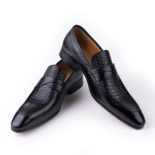 Genuine Leather British-Style Men’s Dress Shoes – Handmade Black Slip-On Pointed-Toe Formal and Casual Business Party Shoes with Refined Elegance and Classic Suit Versatility | HollandLuxeGlobal.com Exclusive Collector’