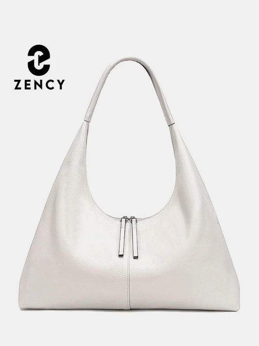 Stay stylish and organized with the Zency Large-Capacity Tote Bag, crafted from 100% genuine leather. A soft and elegant hobo-style handbag perfect for work, shopping, or winter outings — ideal for modern women
