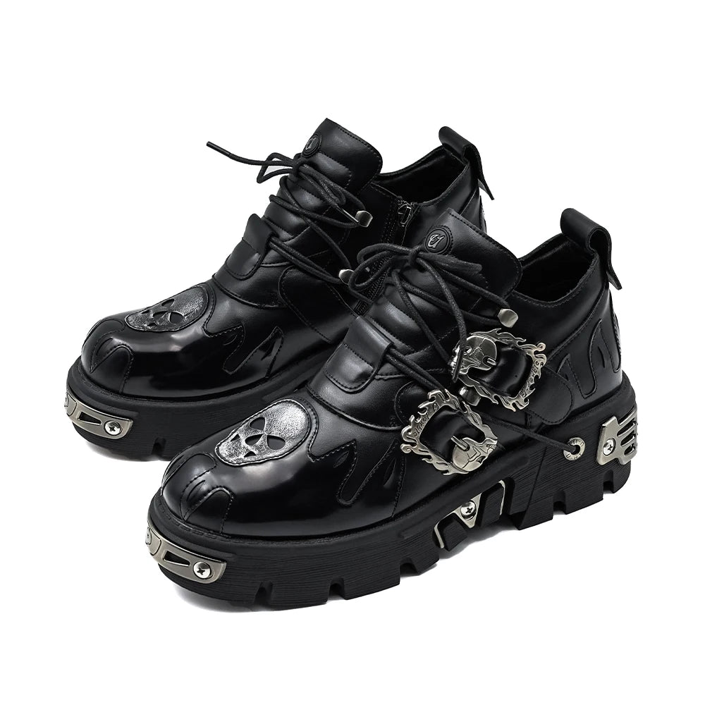 Men & Women Vintage Rock Shoes 2024 – Dark Punk Leather Retro Boots with Metal Details, Unisex Platform Design | HollandLuxeGlobal.com Exclusive Collector’s Item