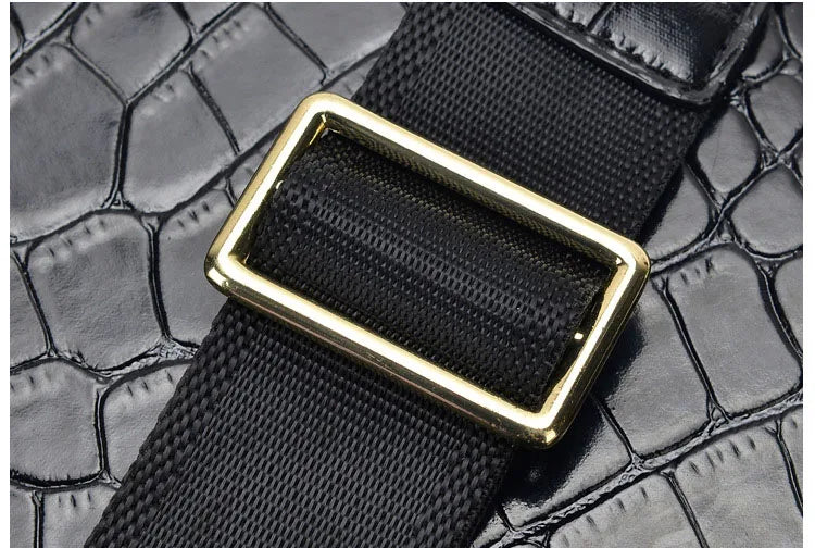 Crocodile Pattern Men’s Business Shoulder Messenger Bag – Genuine Cowhide Leather Vertical Tote & Small Briefcase | HollandLuxeGlobal.com Exclusive Collector’s Item