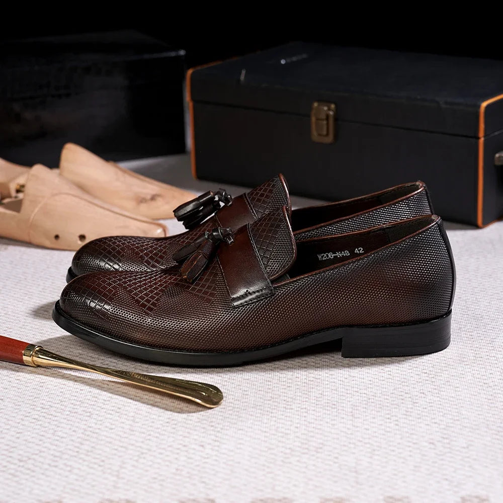 Boutique Premium Feel (for Exclusive Collection)
Italian Handmade Genuine Leather Tassel Loafers for Men – Luxury Slip-On Dress Shoes for Business, Weddings & Casual Elegance | HollandLuxeGlobal.com Exclusive