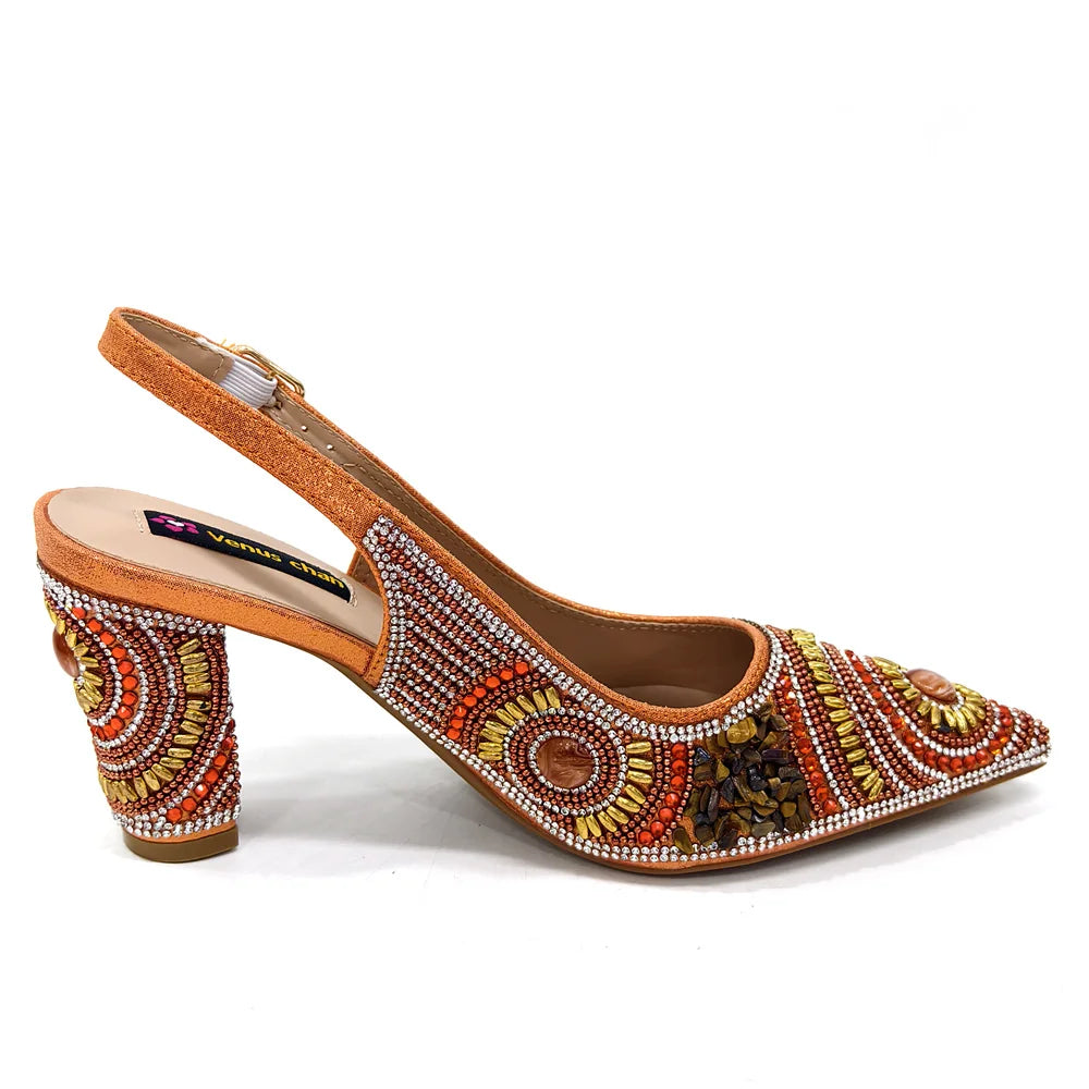 HollandLuxeGlobal.com Exclusive Premium Collectors Item – Elegant Italian Design Women’s Party Shoes with Matching Handbag, Stylish Heels & Bag Set for African Weddings & Special