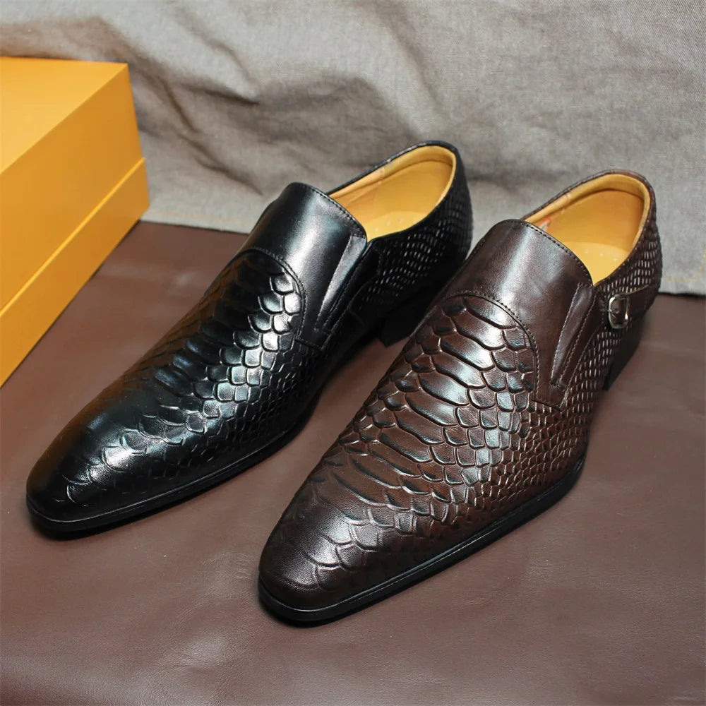 Luxury Men’s Genuine Leather Wingtip Monk Strap Loafers with Elegant Buckle Detailing – Premium Brown and Classic Black Handmade Formal Dress Shoes for Office, Business, and Wedding Events | HollandLuxeGlobal.com Exclusiv