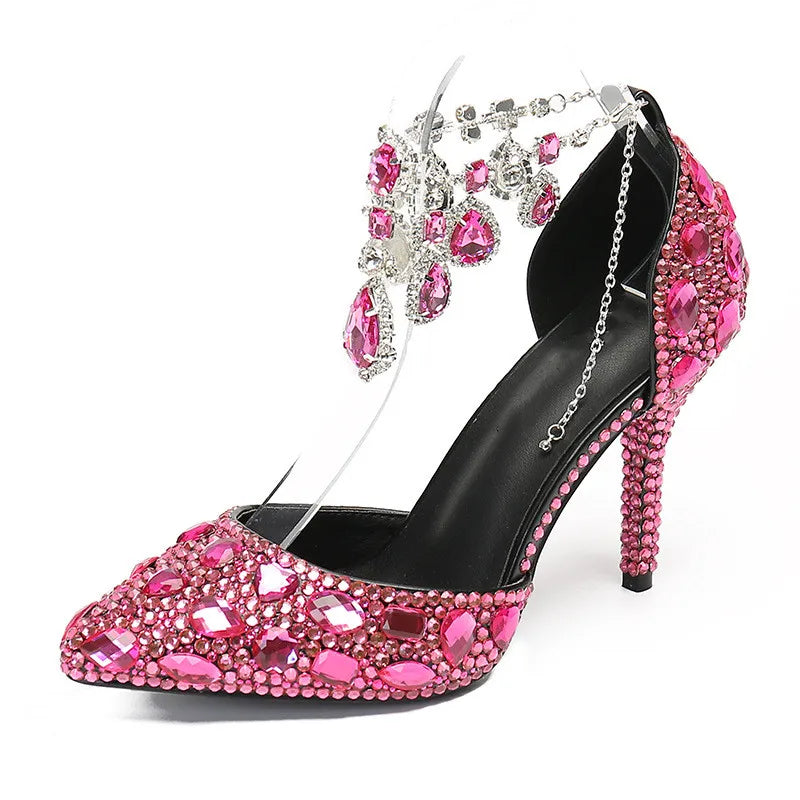 Bling Luxury Handmade Full Rhinestones Women’s Pumps | Diamond Crystal Pendant Banquet High Heels | Fashion Party, Prom & Wedding Shoes | HollandLuxeGlobal.com Exclusive Collector’s Item