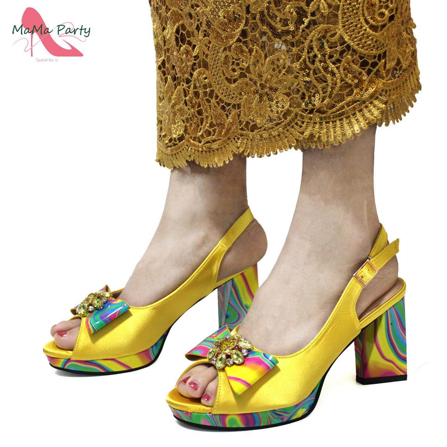 2024 Exclusive Italian Women’s Shoes & Matching Bag – Super High Heel Yellow Sandals for Elegant African Wedding & Party Style | HollandLuxeGlobal.com