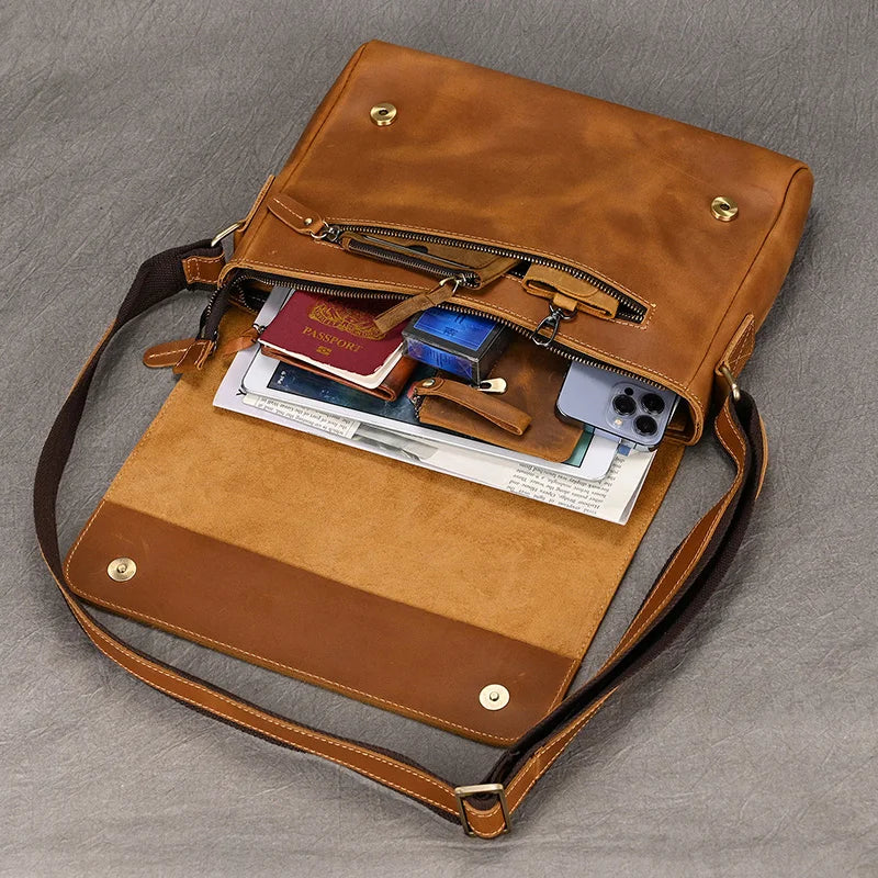 Men’s High-Quality Genuine Leather Shoulder Bag – Cowhide Crossbody Work & Messenger Bag for Daily Business and Casual Elegance | HollandLuxeGlobal.com Exclusive Collector’s Item
