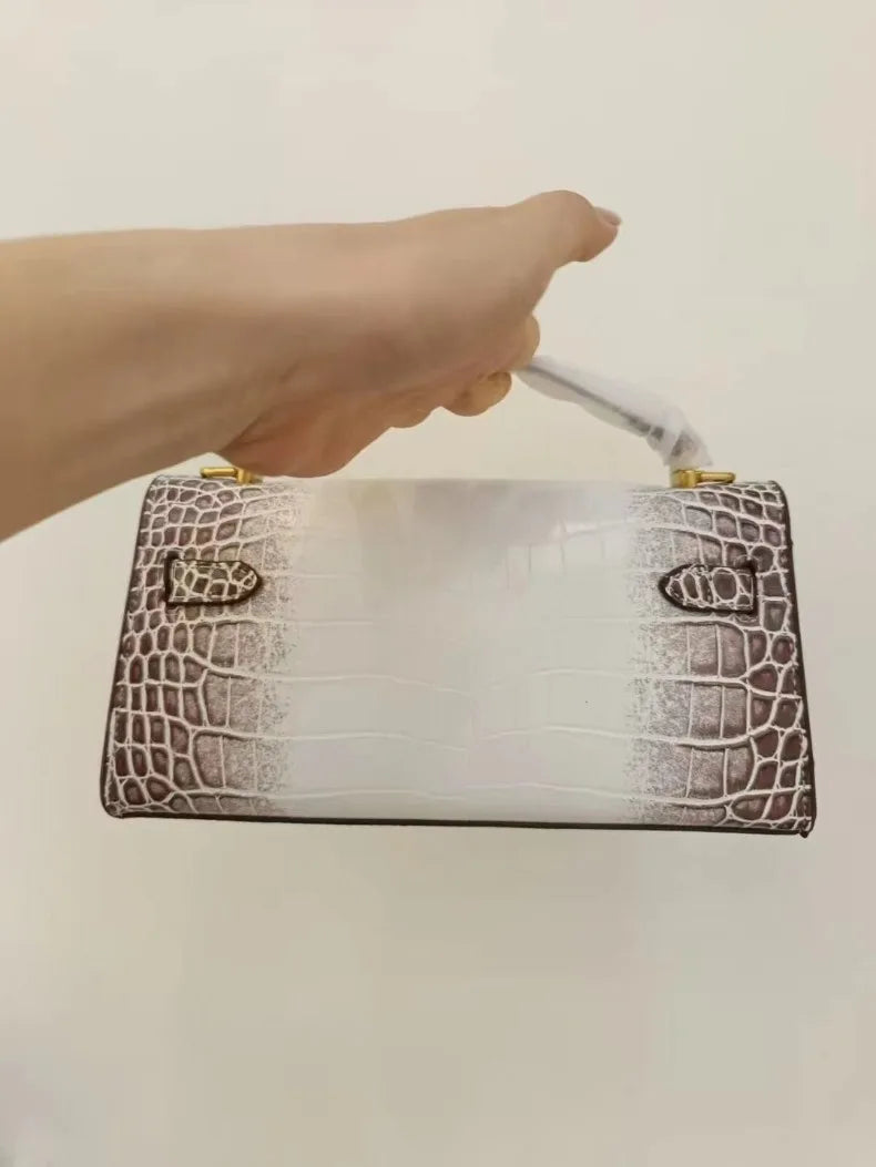 Top Handle Crocodile Embossed Genuine Leather Tote Bag – Luxury Designer Shoulder & Crossbody Handbag for Women | HollandLuxeGlobal.com Exclusive Collector’s Item