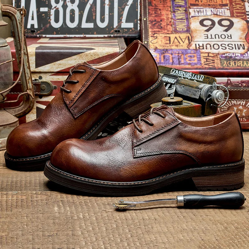 British Vintage Handmade Leather Casual Shoes – Round Toe Soft Leather Business & Wedding Shoes for Men | HollandLuxeGlobal.com Exclusive Collector’s Item