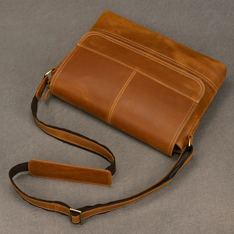 Men’s High-Quality Genuine Leather Shoulder Bag – Cowhide Crossbody Work & Messenger Bag for Daily Business and Casual Elegance | HollandLuxeGlobal.com Exclusive Collector’s Item