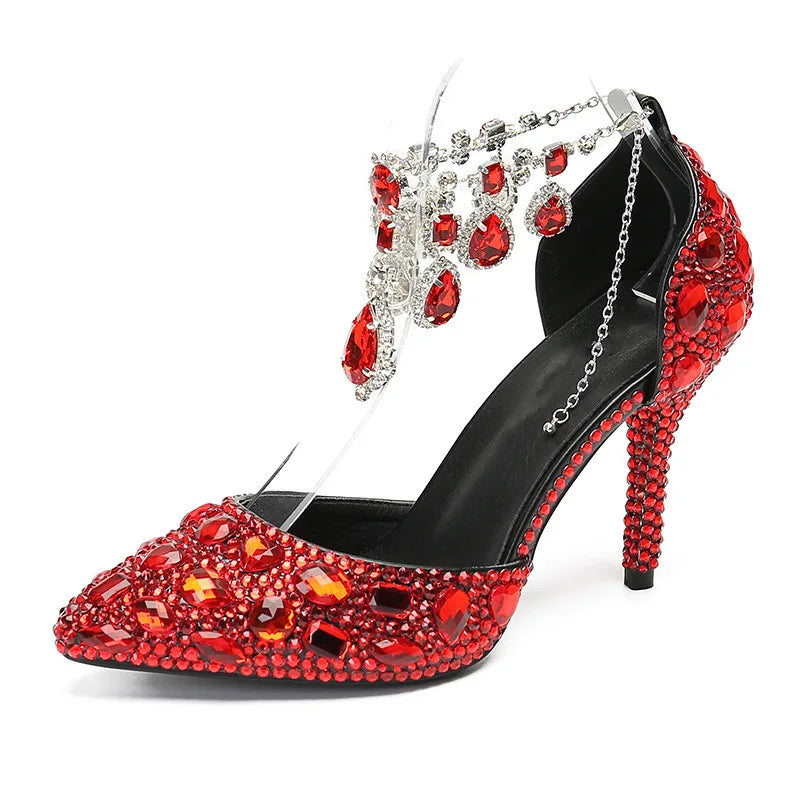 Bling Luxury Handmade Full Rhinestones Women’s Pumps | Diamond Crystal Pendant Banquet High Heels | Fashion Party, Prom & Wedding Shoes | HollandLuxeGlobal.com Exclusive Collector’s Item