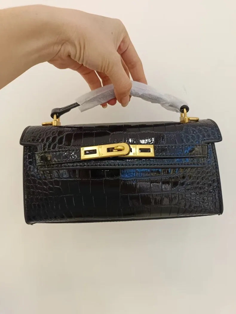 Top Handle Crocodile Embossed Genuine Leather Tote Bag – Luxury Designer Shoulder & Crossbody Handbag for Women | HollandLuxeGlobal.com Exclusive Collector’s Item