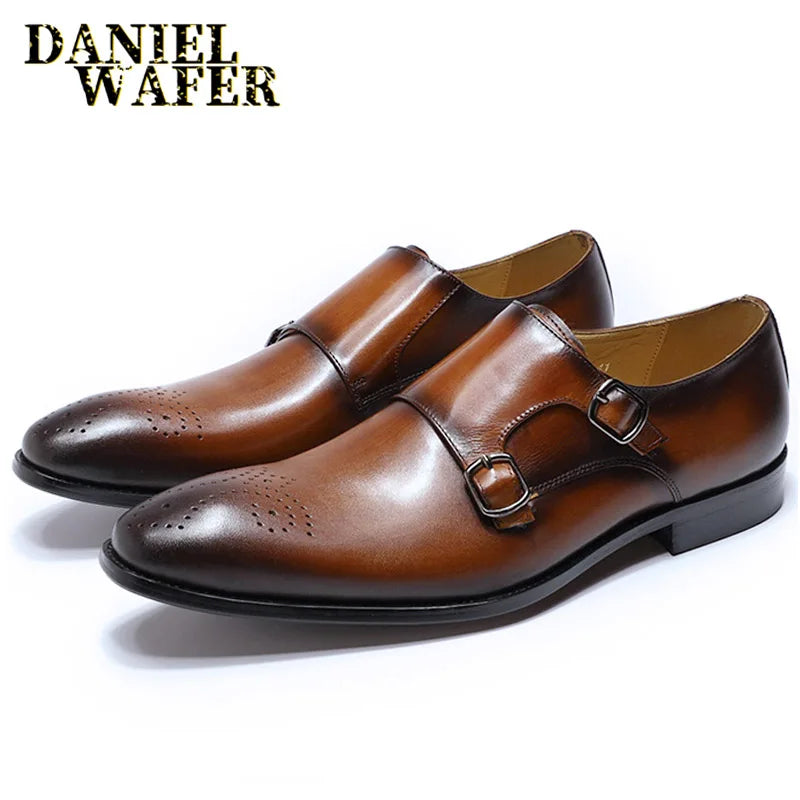 Luxury Men’s Double Monk Strap Leather Loafers | Elegant Office, Business & Wedding Formal Dress Shoes | HollandLuxeGlobal.com Exclusive Collector’s Item