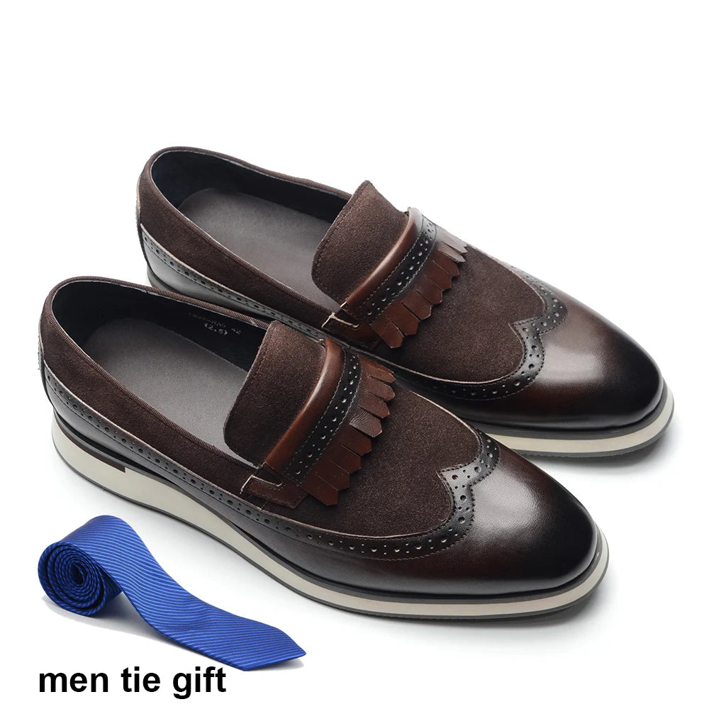 1.	HollandLuxe Exclusive – European Cow Suede Leather Wingtip Loafers
	2.	Luxury Men’s Sneakers-Loafers – Genuine Leather with Tassel Detail
	3.	Collector’s Edition Suede Wingtip Slip-On – Business & Casual Elegance