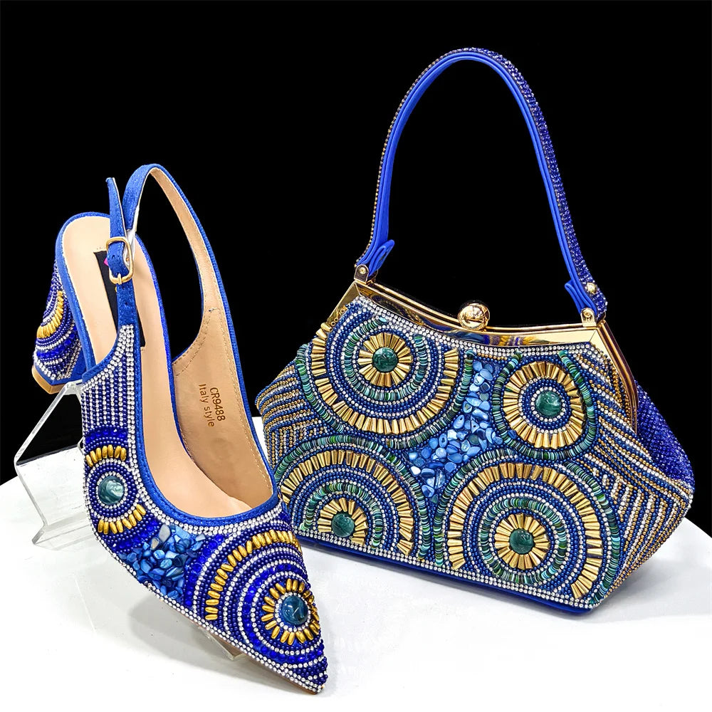 HollandLuxeGlobal.com Exclusive Premium Collectors Item – Elegant Italian Design Women’s Party Shoes with Matching Handbag, Stylish Heels & Bag Set for African Weddings & Special