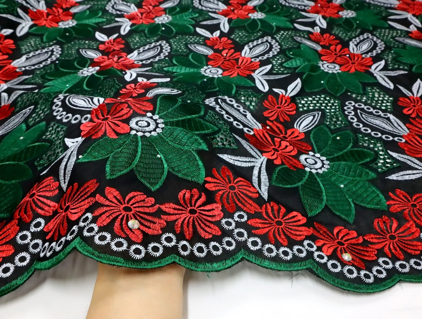 New Arrival – High Quality Swiss Voile Lace in Switzerland, Nigerian Embroidered Cotton Lace Fabric with Stones for Bridal and Prom Dresses | HollandLuxeGlobal.com Exclusive Collector’s Item