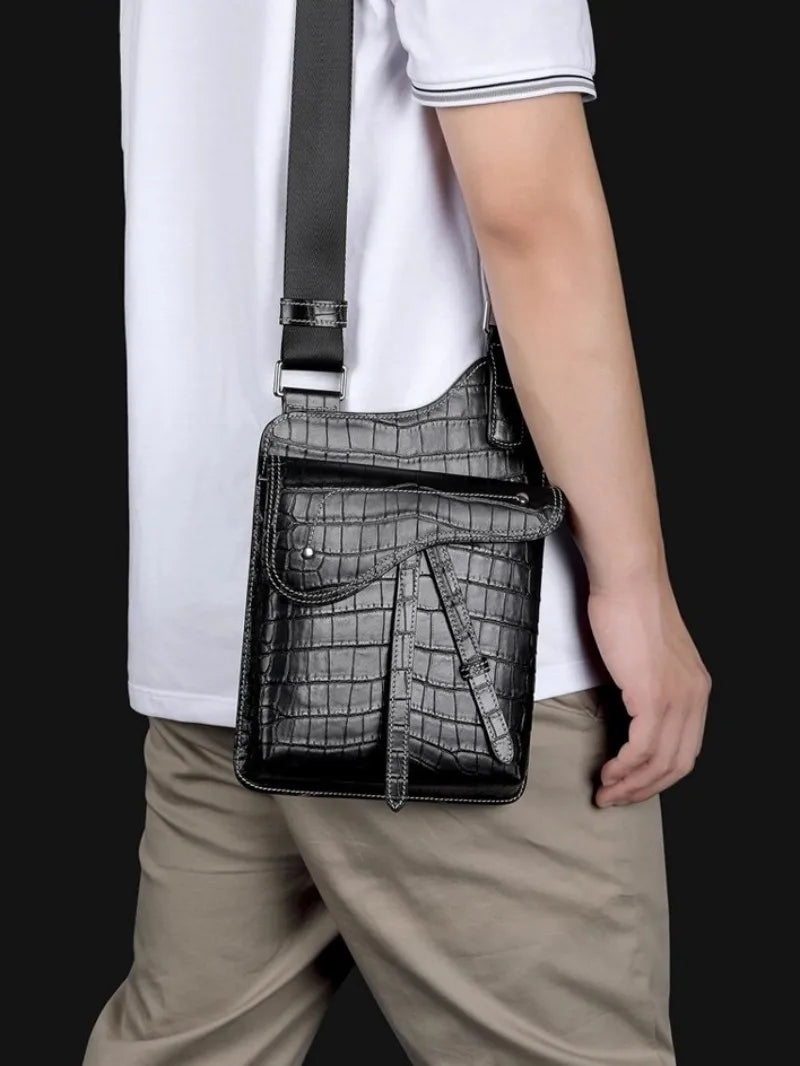 High Quality Crocodile Leather Business Casual Men’s Shoulder Bag – Genuine Designer Crossbody Handbag With Elegant Craftsmanship | HollandLuxeGlobal.com Exclusive Collector’s Item