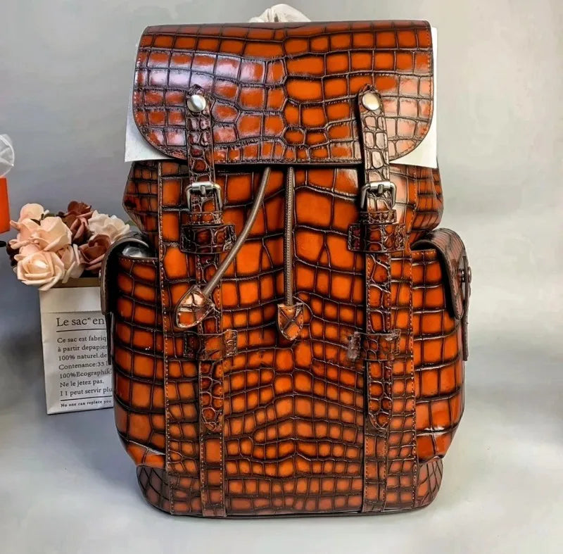 Genuine Crocodile Skin Backpack – Premium Designer Vintage Edition

Crafted from rare, authentic crocodile skin, this backpack is more than a bag — it’s a collector’s masterpiece. With its natural, one-of-a-kind scale