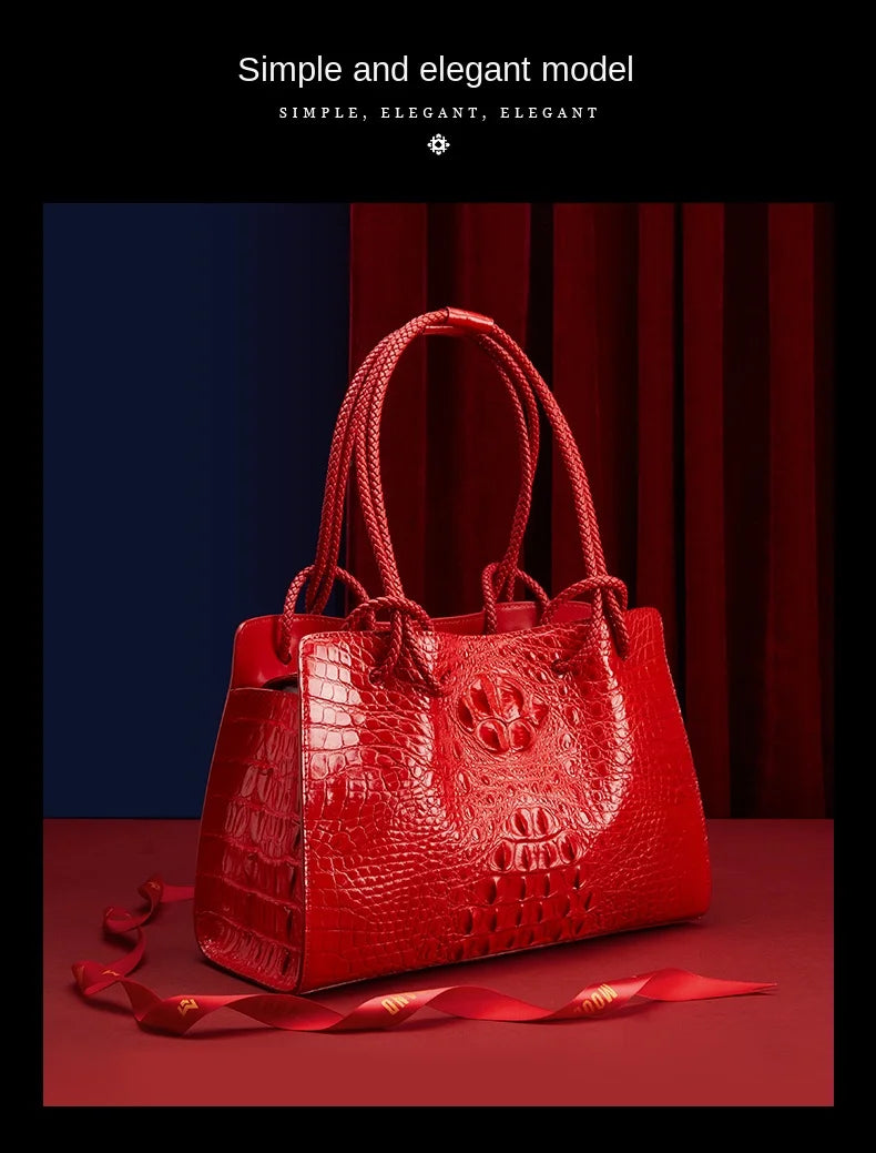 Boutique Premium Edition (for Exclusive Collection)
Red Crocodile Pattern Luxury Genuine Leather Tote Bag for Women – Designer Handbag for Travel & Daily Elegance | HollandLuxeGlobal.com Exclusive