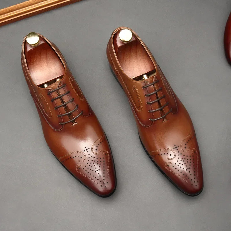 Handmade 2024 British Luxury Men’s Dress Shoes | Genuine Leather Brogues for Wedding, Business & Formal Fashion | HollandLuxeGlobal.com Exclusive Collector’s Item