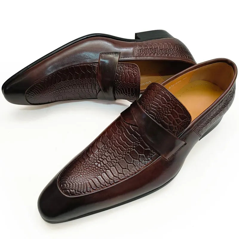 Genuine Leather British-Style Men’s Dress Shoes – Handmade Black Slip-On Pointed-Toe Formal and Casual Business Party Shoes with Refined Elegance and Classic Suit Versatility | HollandLuxeGlobal.com Exclusive Collector’