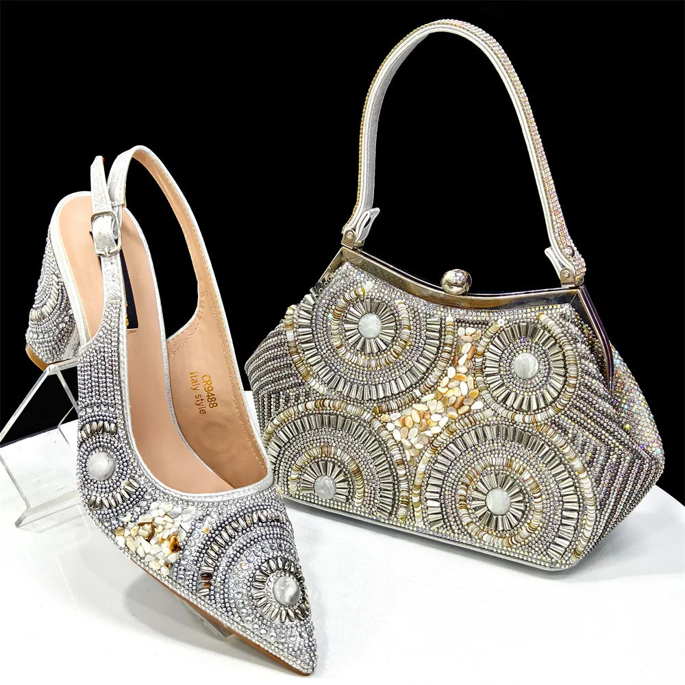 HollandLuxeGlobal.com Exclusive Premium Collectors Item – Elegant Italian Design Women’s Party Shoes with Matching Handbag, Stylish Heels & Bag Set for African Weddings & Special
