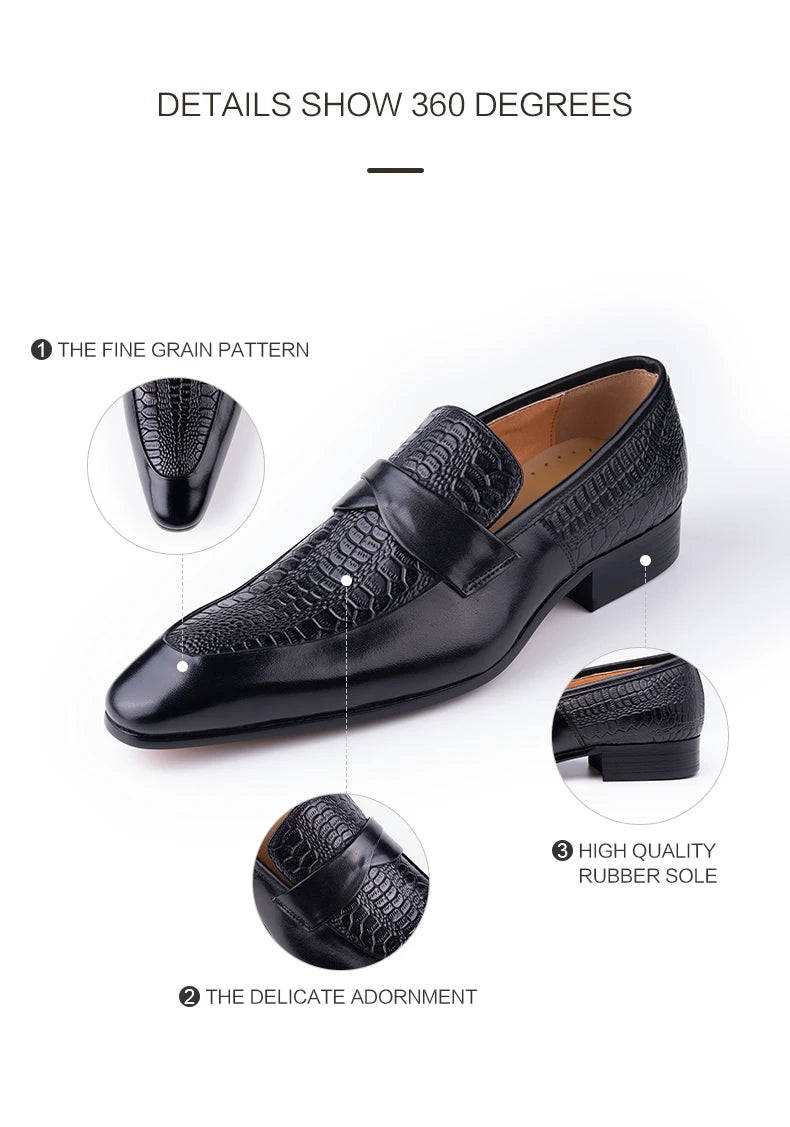 Genuine Leather British-Style Men’s Dress Shoes – Handmade Black Slip-On Pointed-Toe Formal and Casual Business Party Shoes with Refined Elegance and Classic Suit Versatility | HollandLuxeGlobal.com Exclusive Collector’