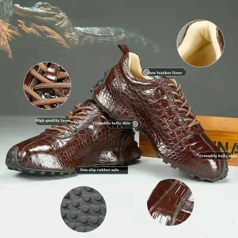 Boutique Premium Edition (for Exclusive Collection)
2025 Italian-Inspired Crocodile Belly Skin Men’s Sneakers – Genuine Leather Luxury Casual Shoes | HollandLuxeGlobal.com Exclusive