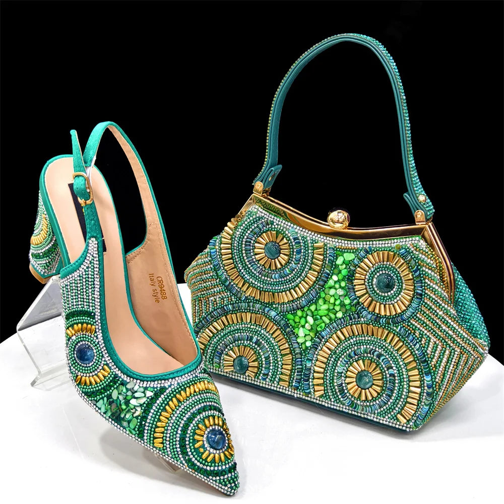HollandLuxeGlobal.com Exclusive Premium Collectors Item – Elegant Italian Design Women’s Party Shoes with Matching Handbag, Stylish Heels & Bag Set for African Weddings & Special
