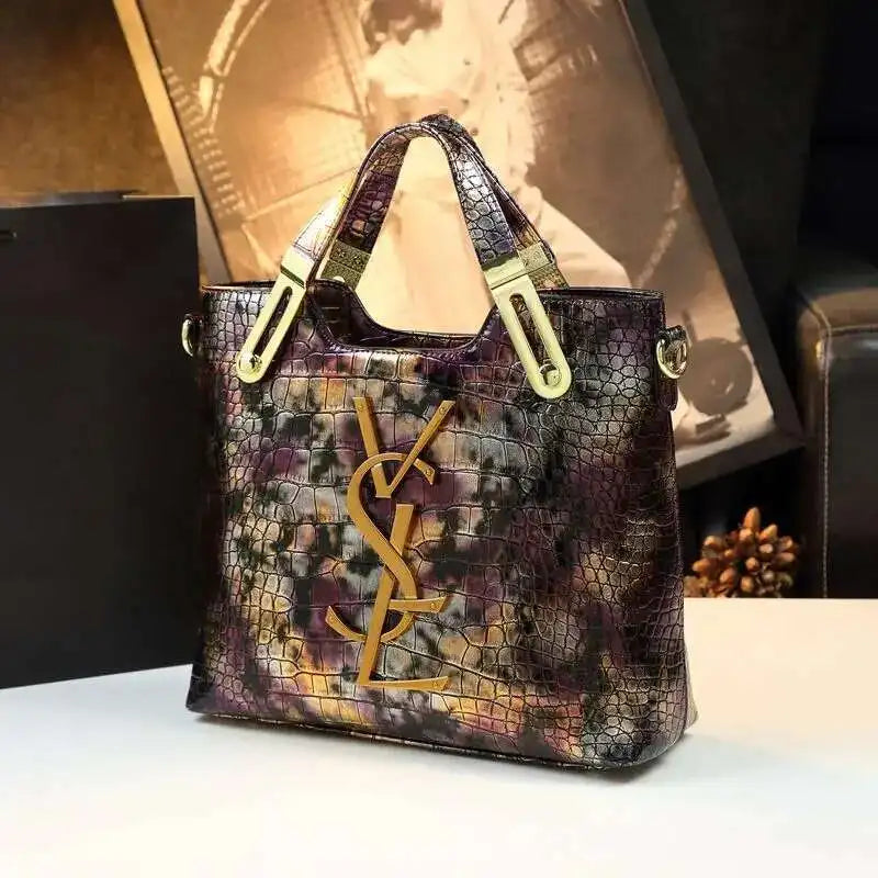 Add a touch of elegance to your style with this Women’s Crocodile Pattern Tote Bag, crafted from luxury microfiber leather in a stunning gradient color finish. Spacious, stylish, and versatile