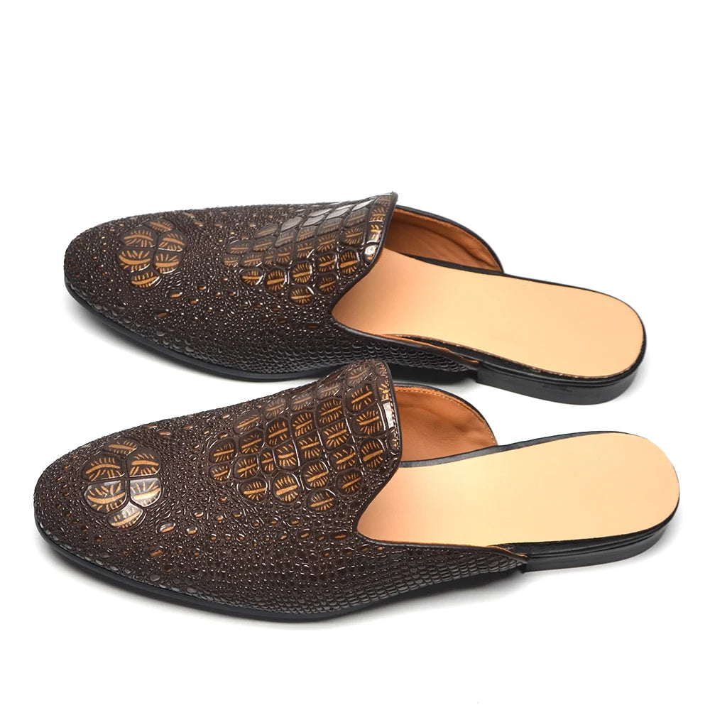 Boutique Premium Feel (for your Exclusive Collection)
Handcrafted Men’s Genuine Cowhide Leather Mules – Luxury Crocodile Pattern Slip-On Pointed Toe Loafers | HollandLuxeGlobal.com Exclusive