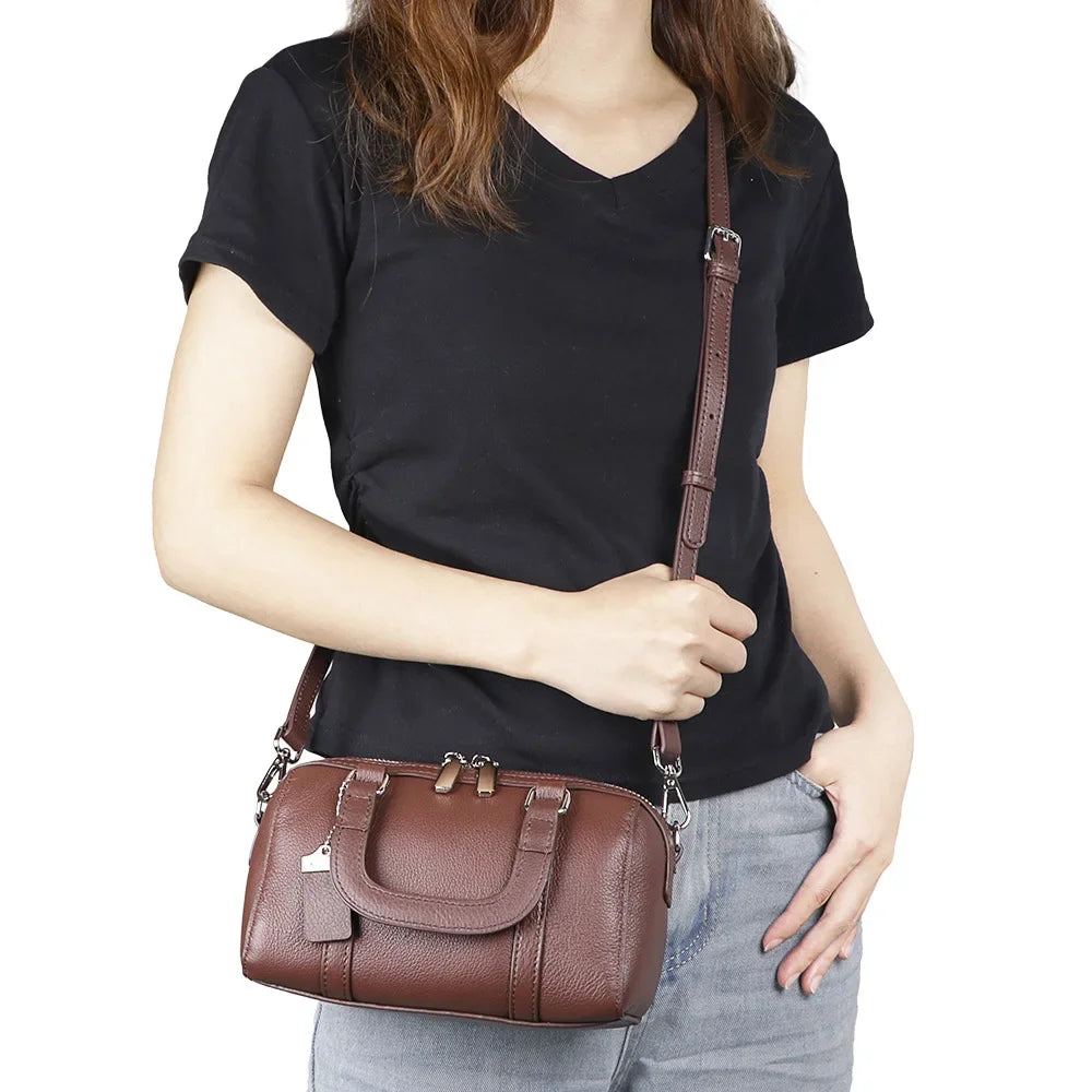 2025 Trend Luxury Designer Retro Handbag for Women – Genuine Leather Double-Zipper Top-Handle Shoulder & Crossbody Bag | HollandLuxeGlobal.com Exclusive Collector’s Item